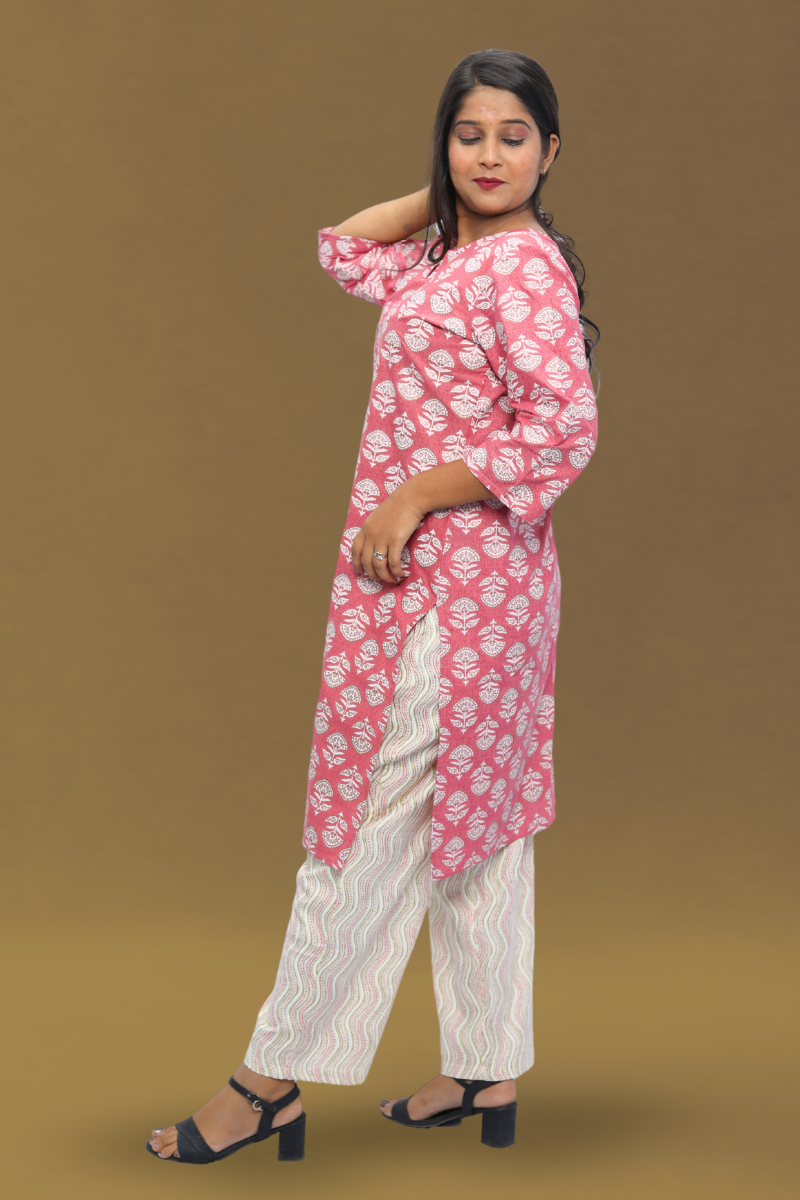 Lightweight Cotton Kurta Set for Women – Printed Daily Wear Kurti & Pant Combo N Square