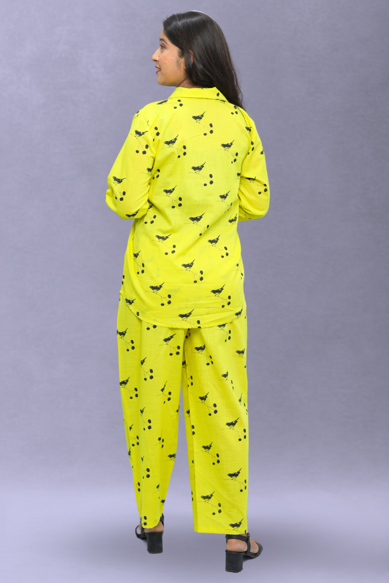 Printed Cotton Cord Set – Yellow & Peach N Square