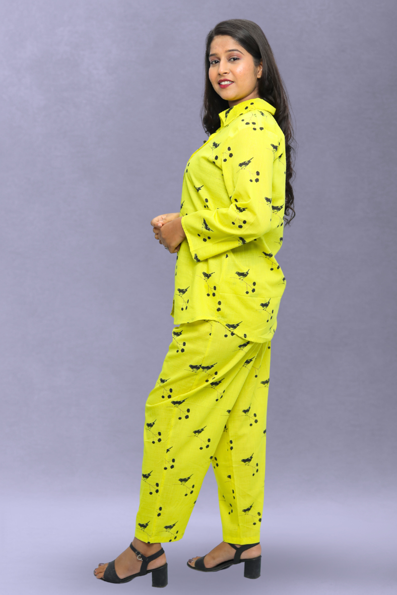 Printed Cotton Cord Set – Yellow & Peach N Square