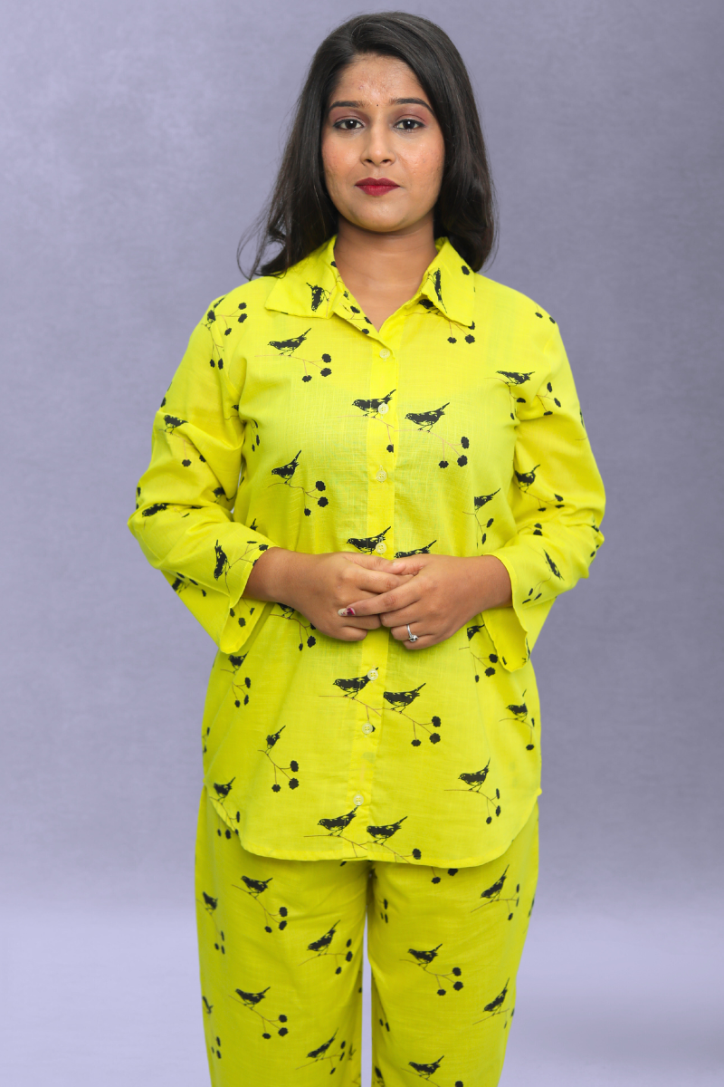 Printed Cotton Cord Set – Yellow & Peach N Square