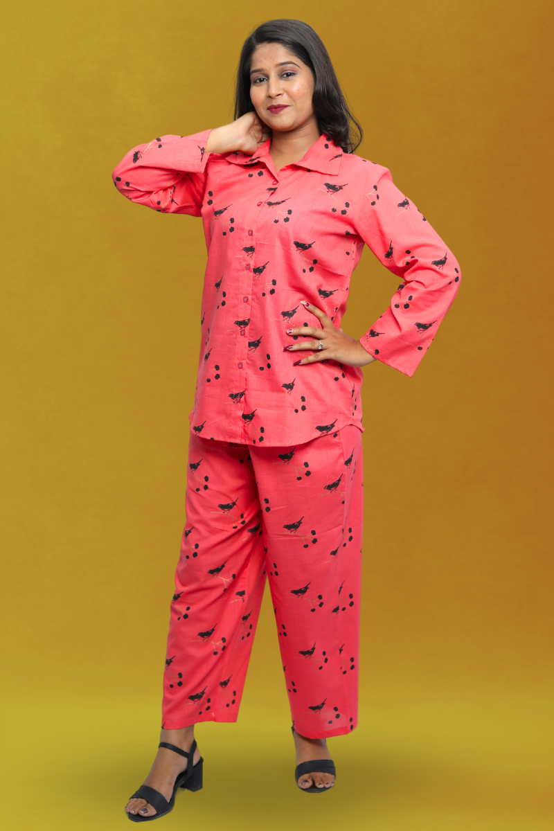 Printed Cotton Cord Set – Yellow & Peach N Square