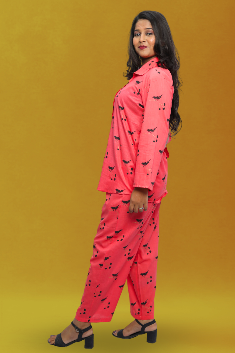 Printed Cotton Cord Set – Yellow & Peach N Square