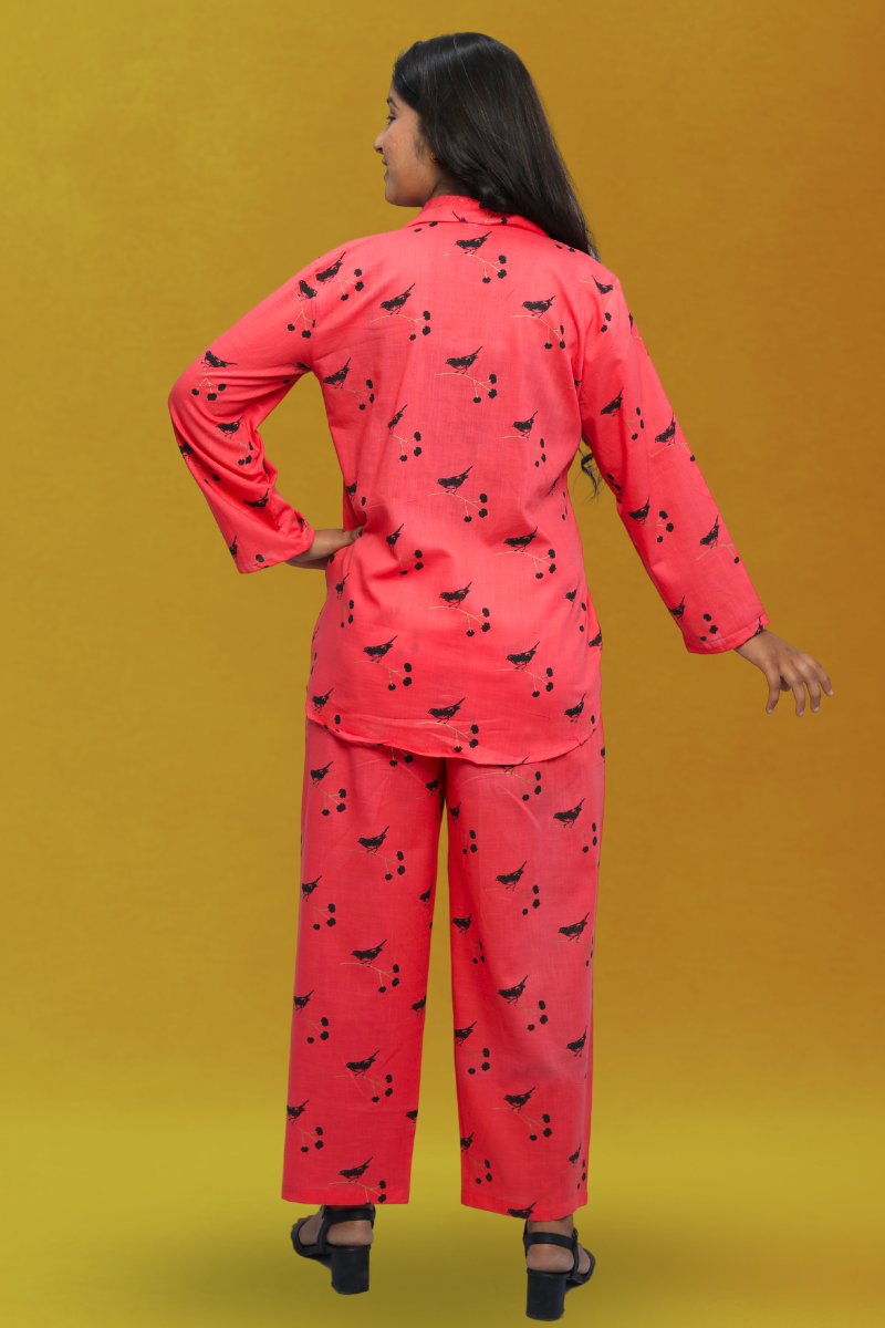 Printed Cotton Cord Set – Yellow & Peach N Square