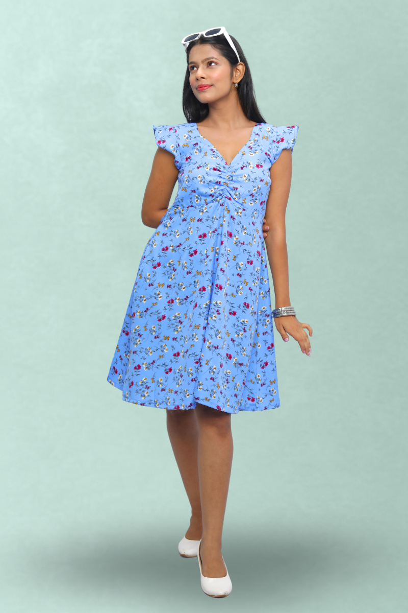 Avaraniya Women’s Printed Knee Length One Piece Dress N Square