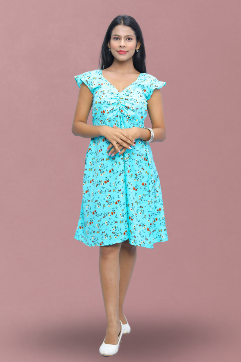 Avaraniya Women’s Printed Knee Length One Piece Dress N Square