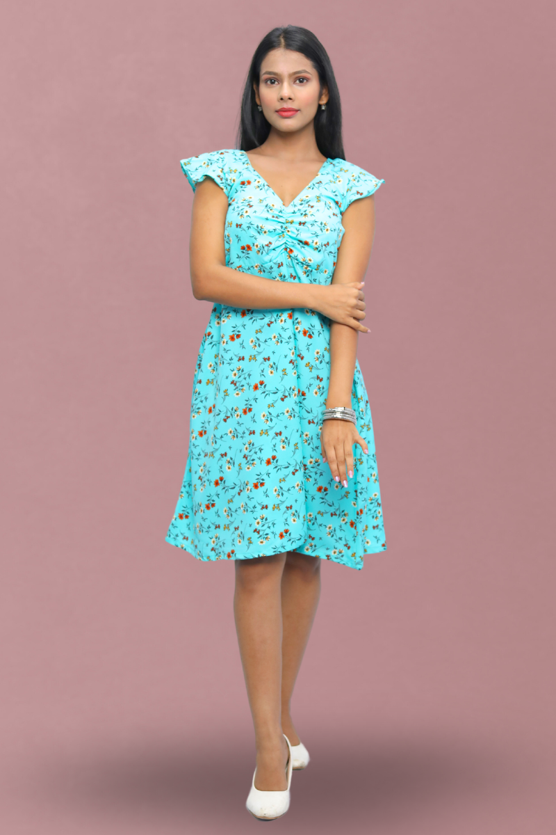 Avaraniya Women’s Printed Knee Length One Piece Dress N Square