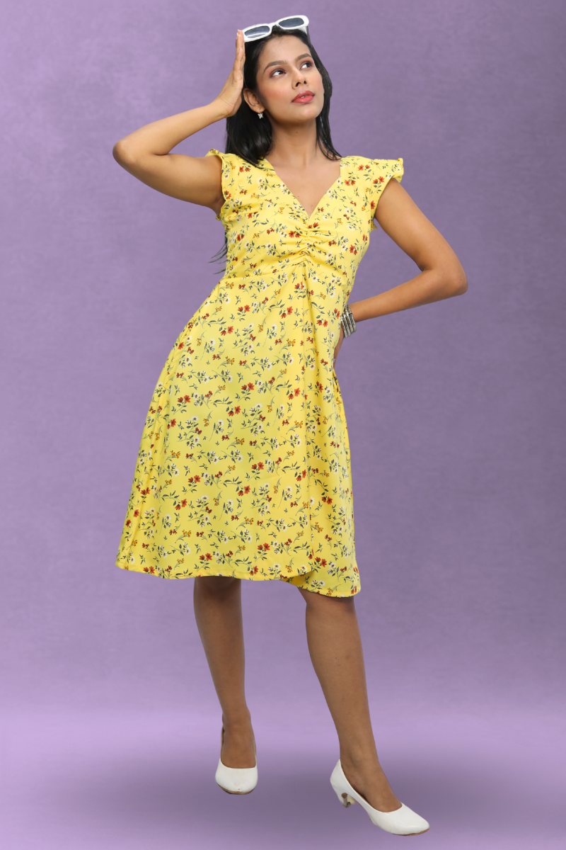 Avaraniya Women’s Printed Knee Length One Piece Dress N Square