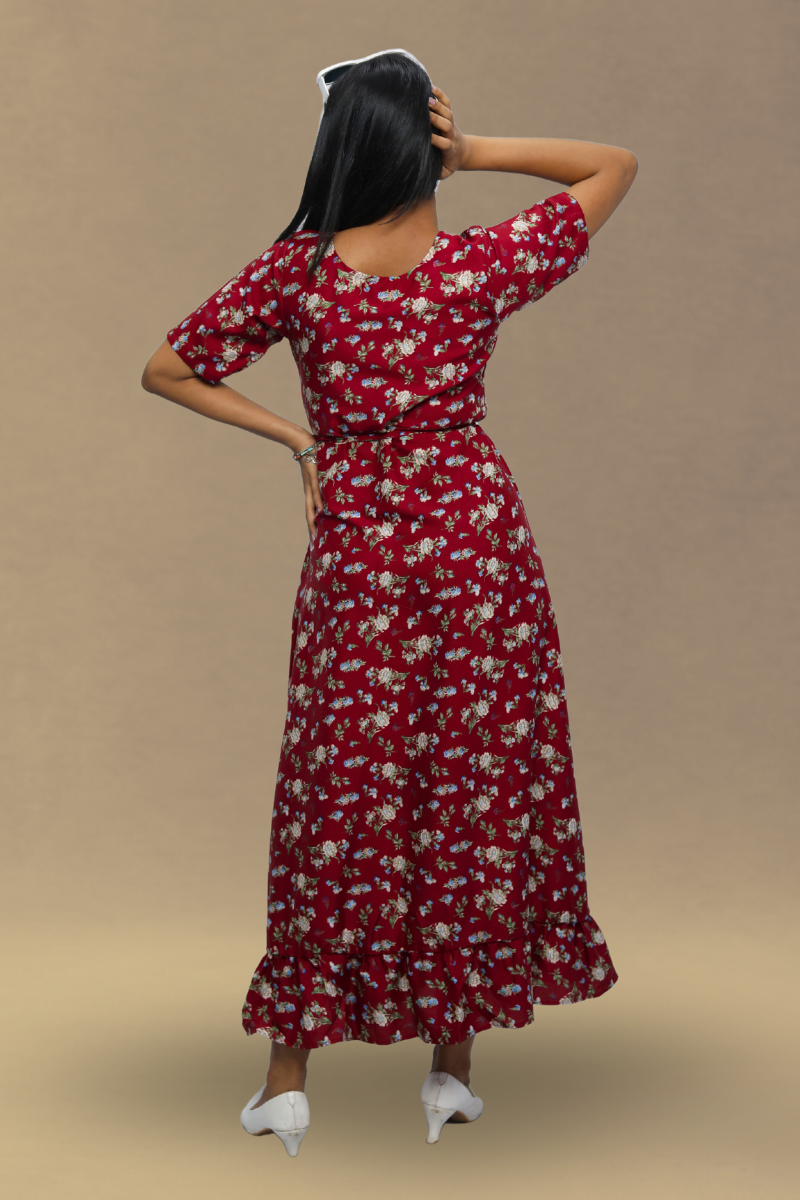 Avaraniya Printed Long Maxi Dress for Women – Light Crepe | Stylish Casual Wear N Square