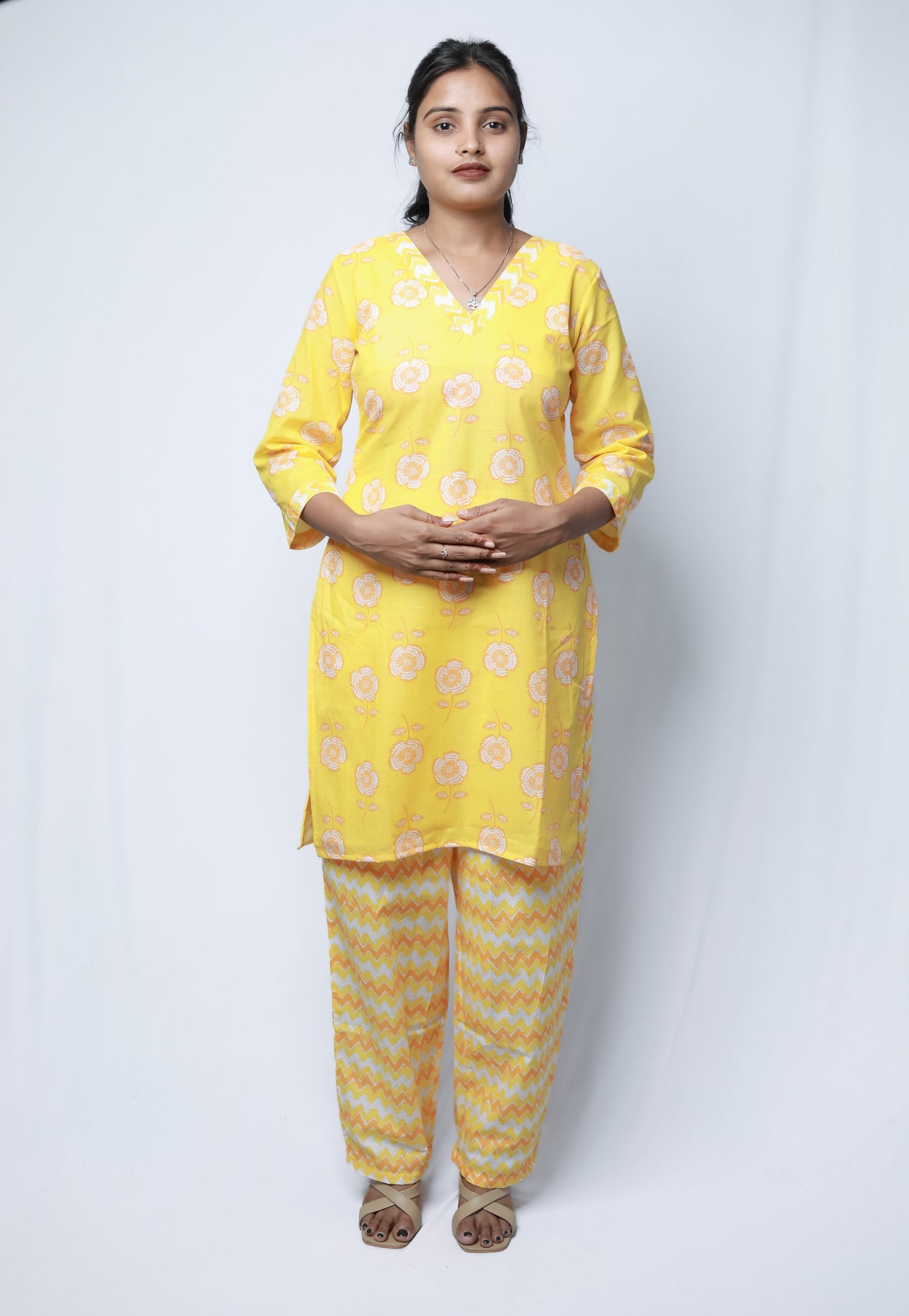 Yellow women kurta pant set N Square