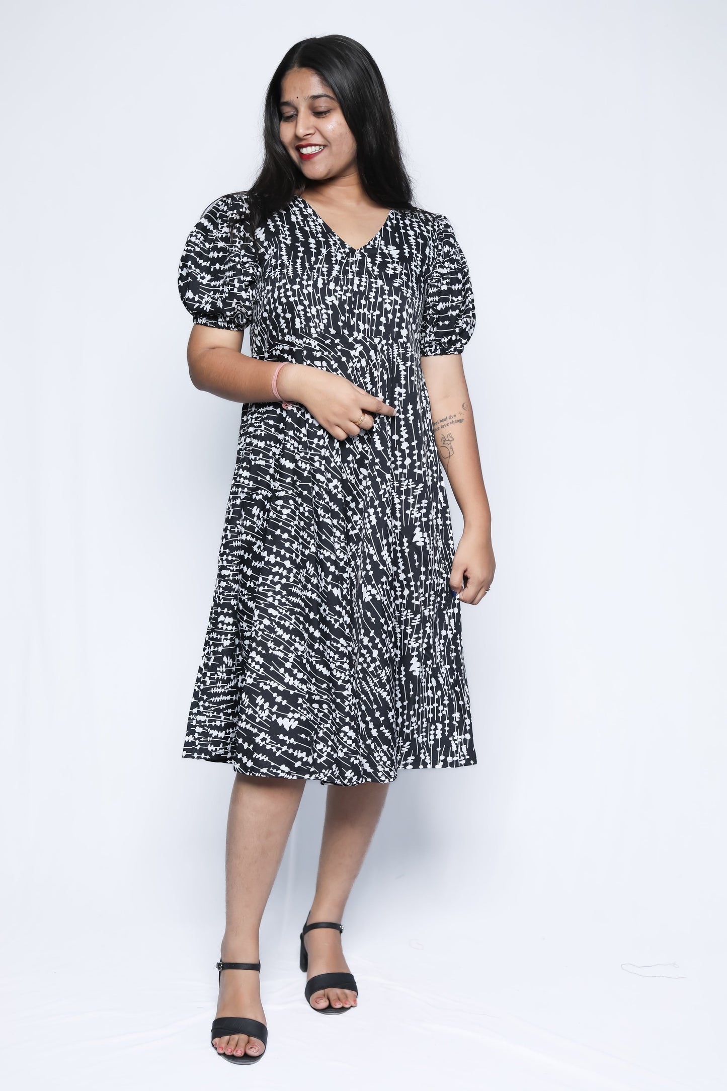 American Crepe A-Line Midi Dress N Square