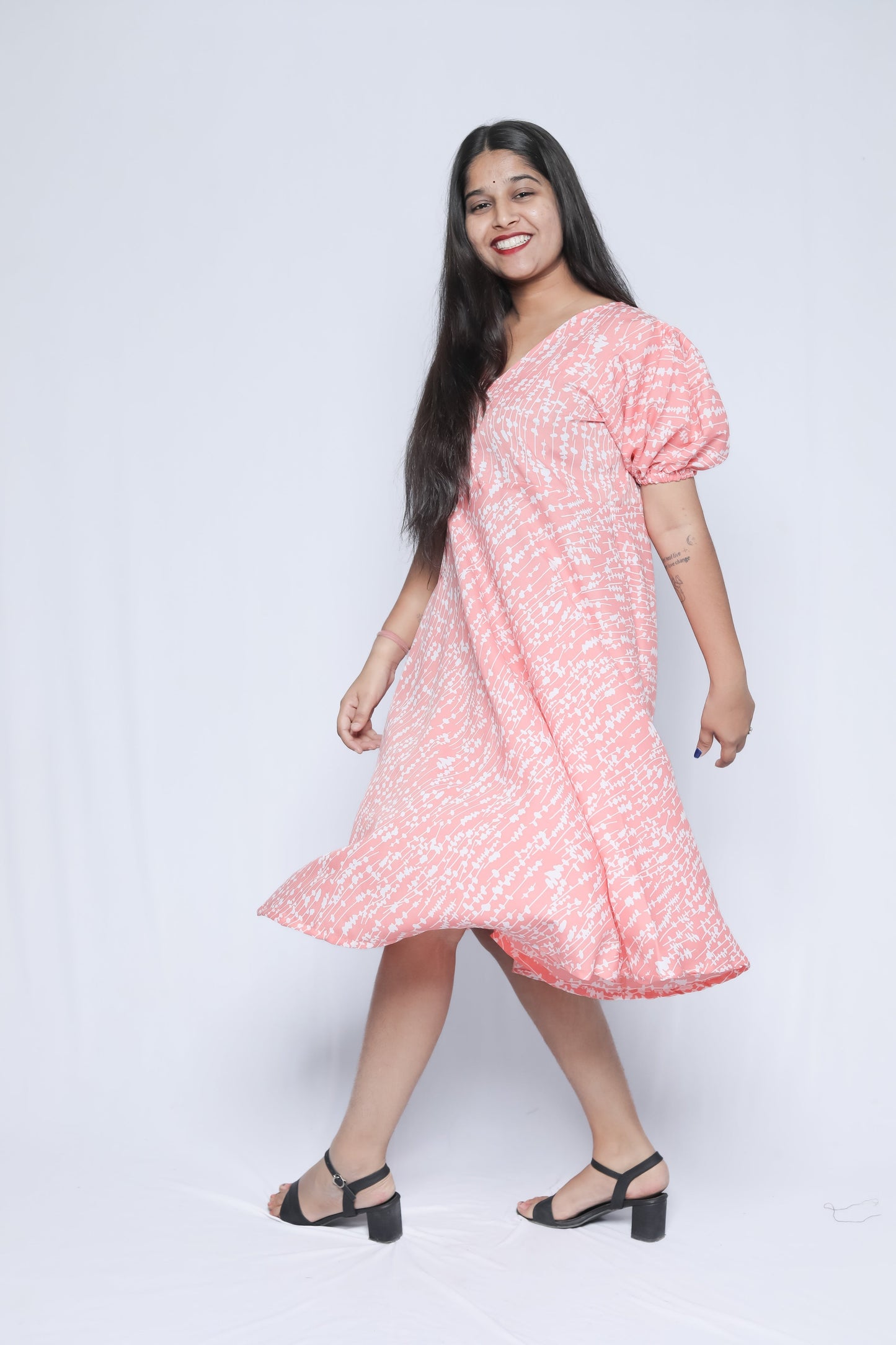 American Crepe A-Line Midi Dress N Square
