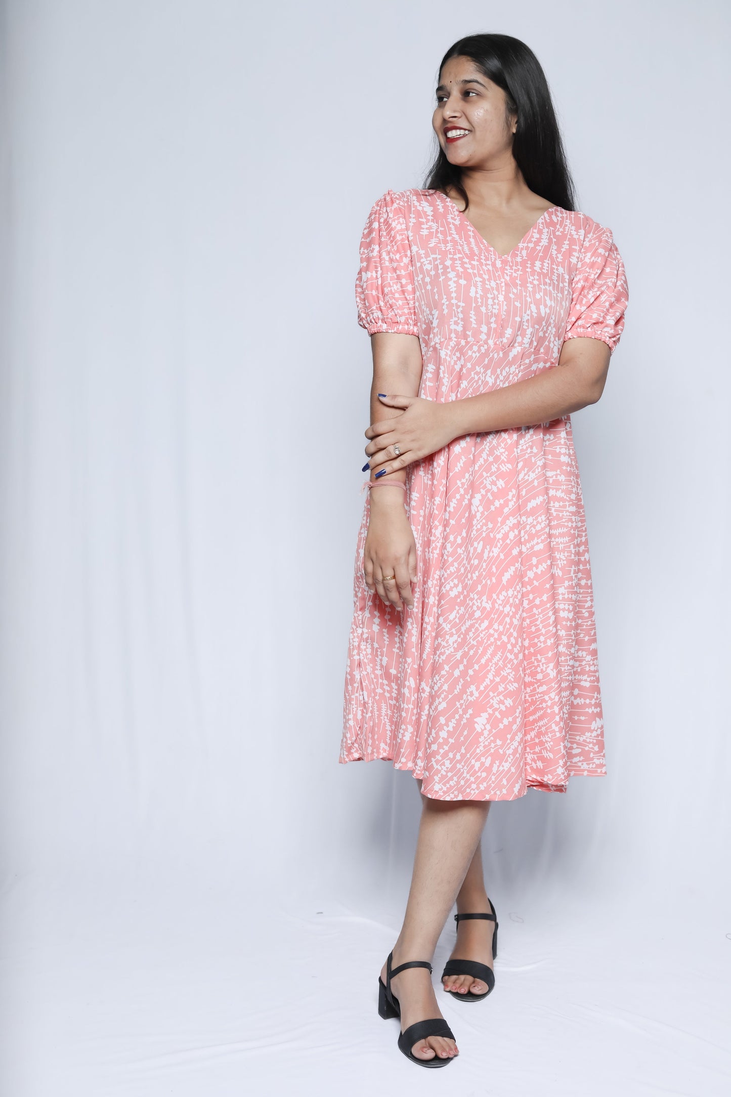 American Crepe A-Line Midi Dress N Square