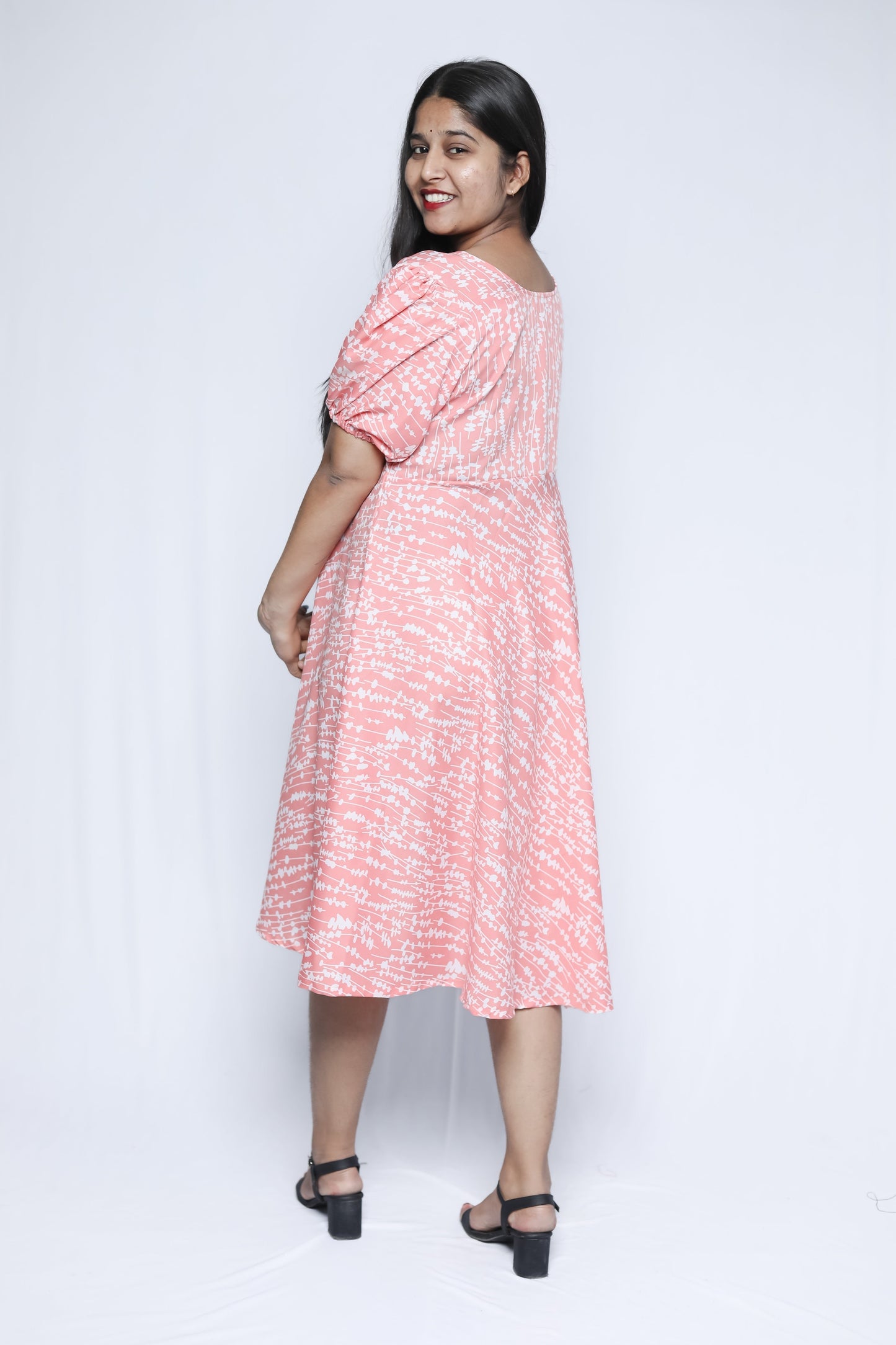 American Crepe A-Line Midi Dress N Square