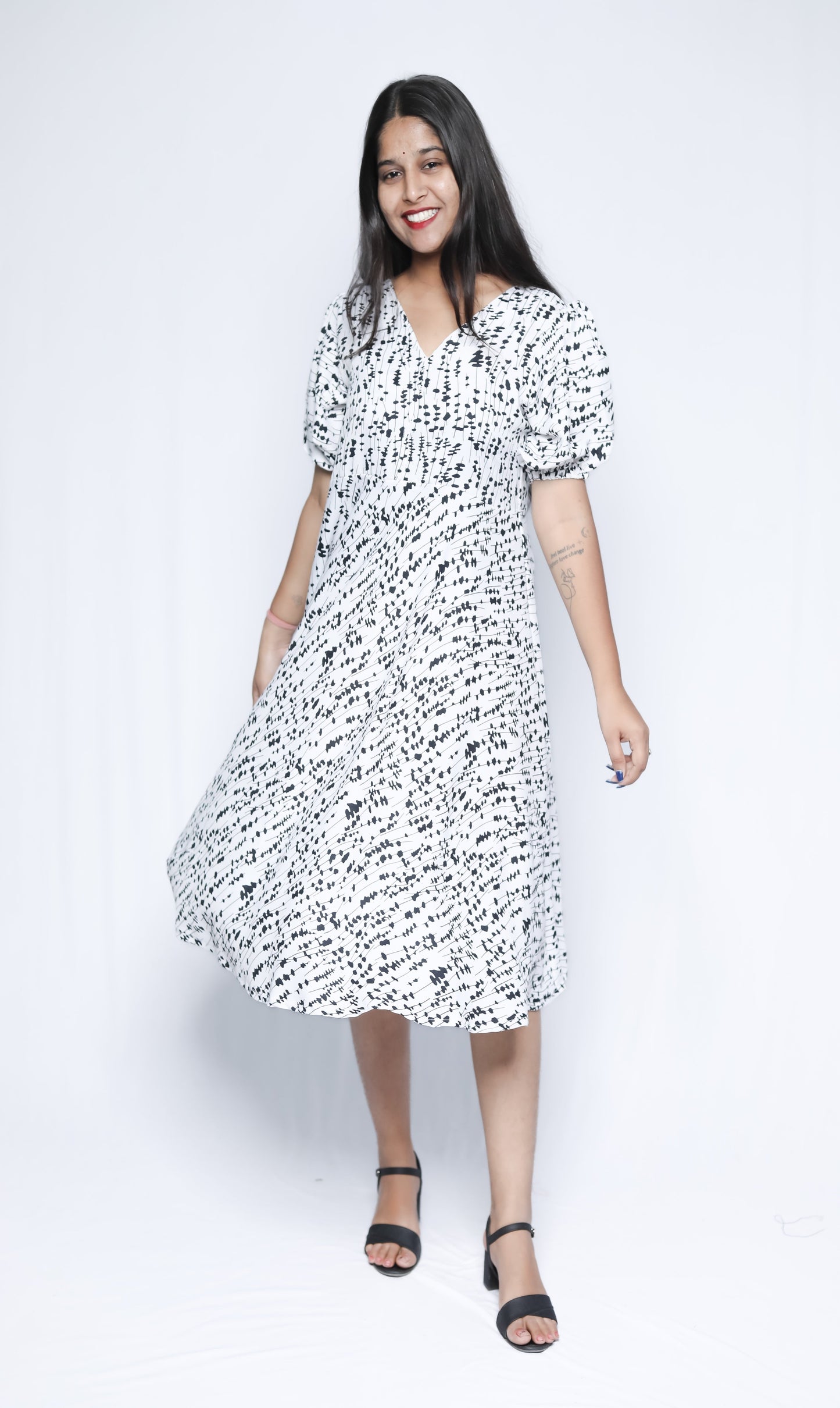 American Crepe A-Line Midi Dress N Square