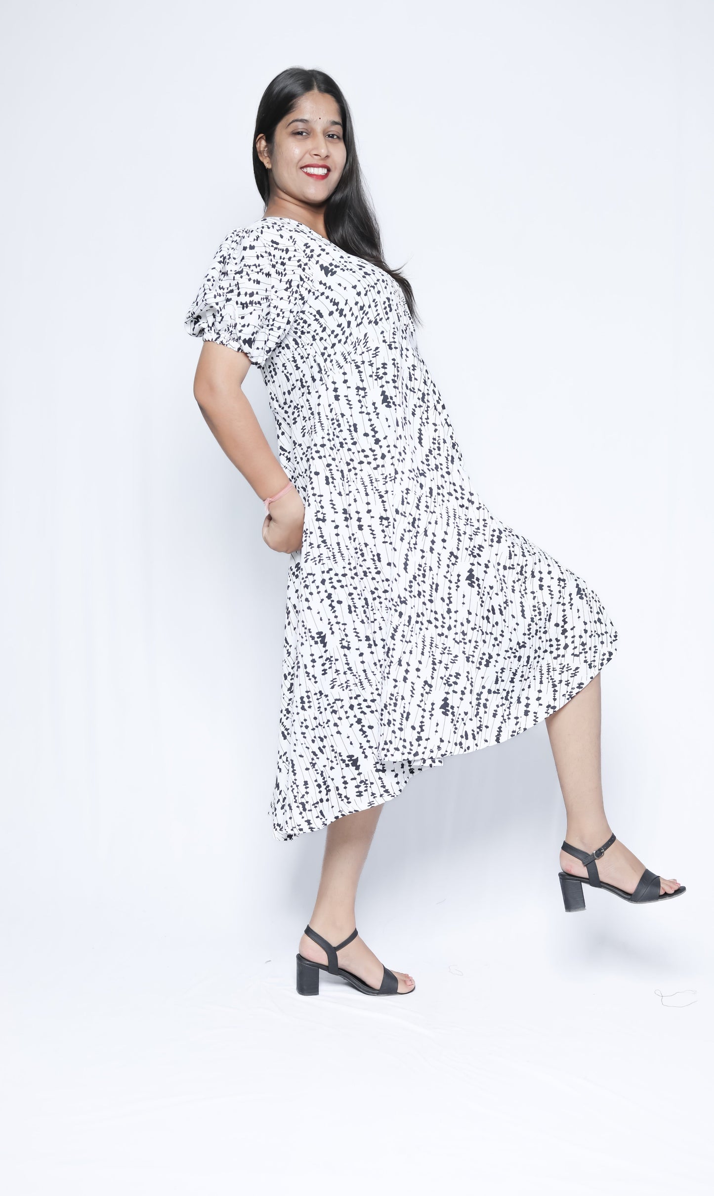 American Crepe A-Line Midi Dress N Square