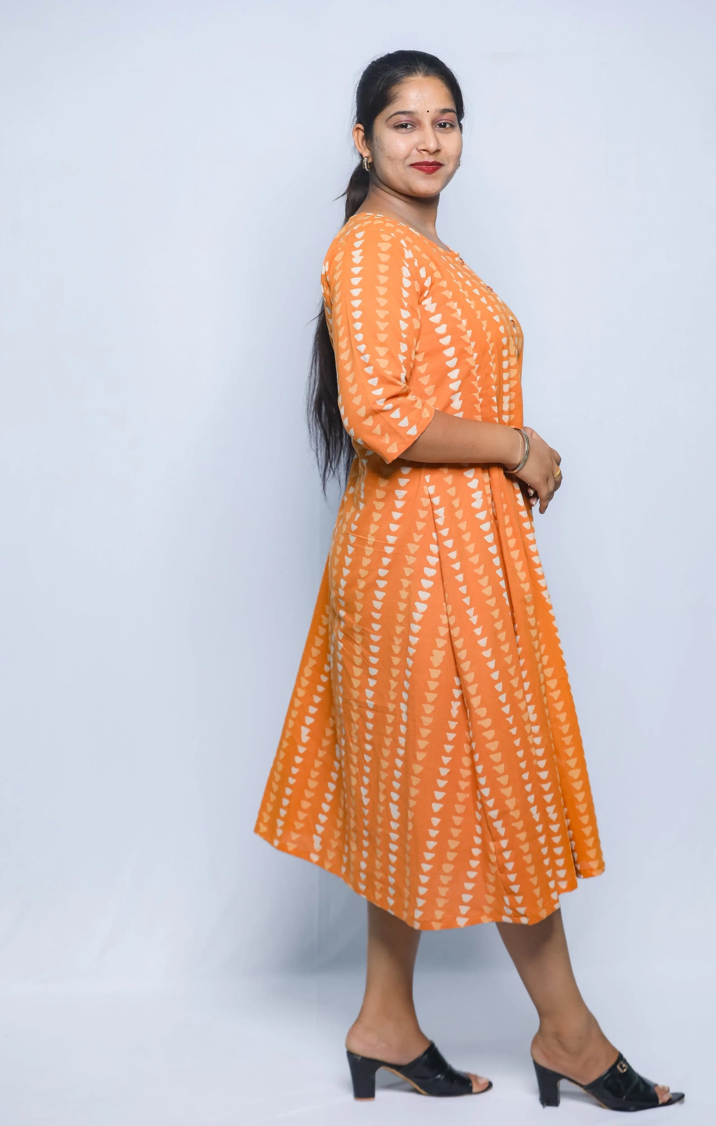 Midi Gown (Orange) N Square Fashion and Clothing