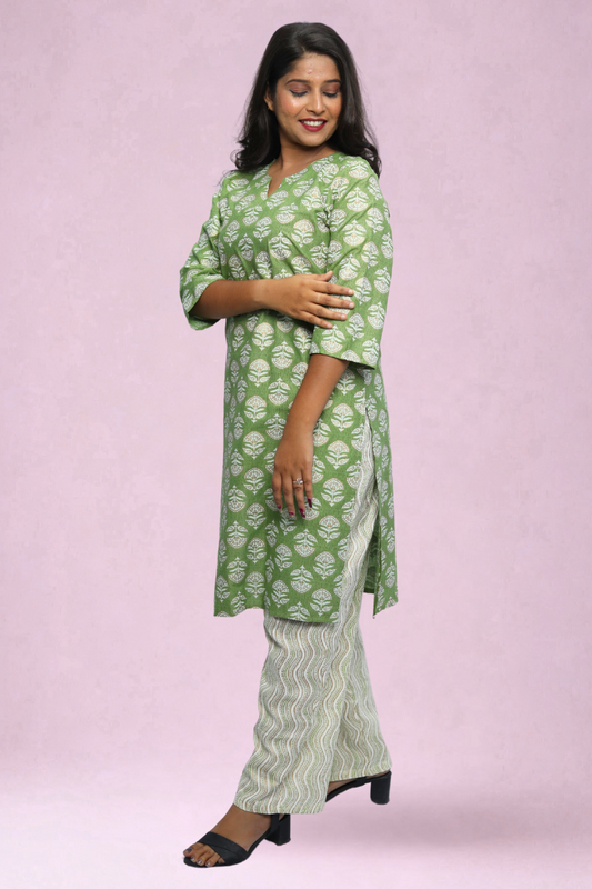 Women’s Cotton Kurta Set – Ethnic Printed Design | Soft & Breathable N Square