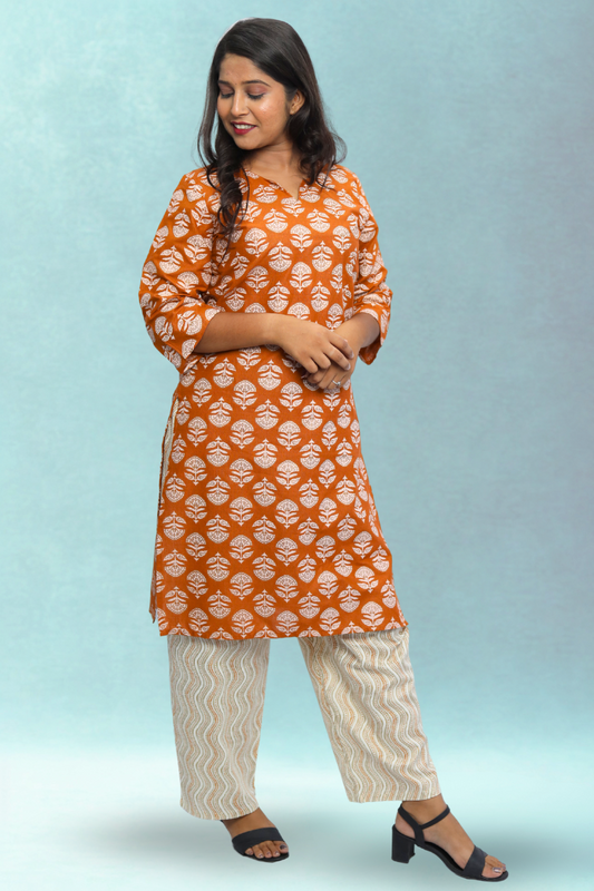 Women’s Cotton Kurta Set – Ethnic Printed Design | Soft & Breathable N Square