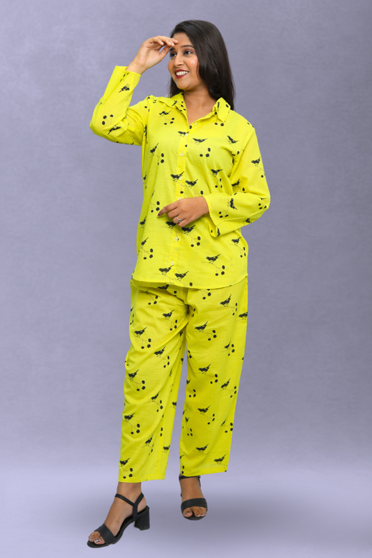 Printed Cotton Cord Set – Yellow & Peach N Square