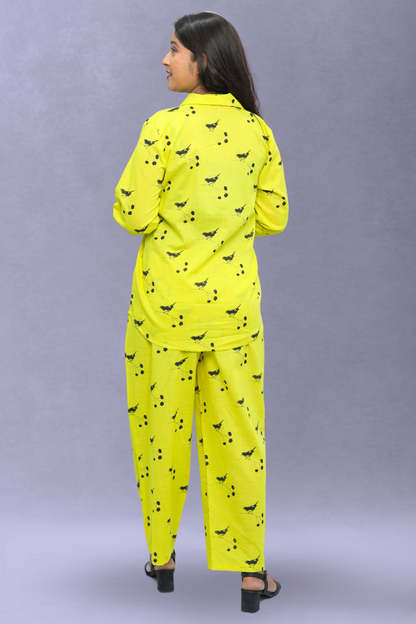 Printed Cotton Cord Set – Yellow & Peach N Square