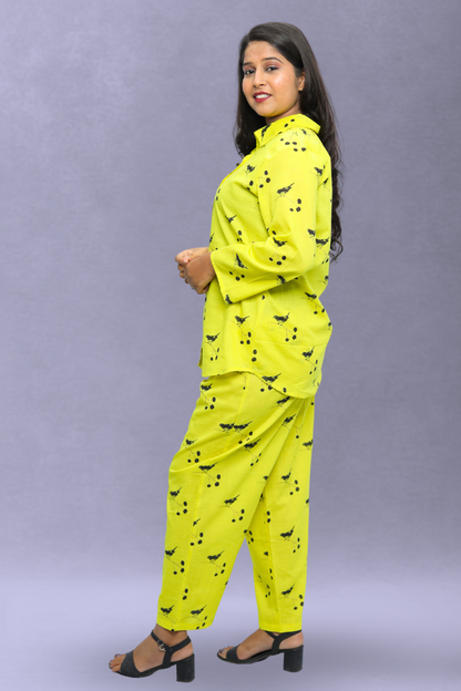Printed Cotton Cord Set – Yellow & Peach N Square