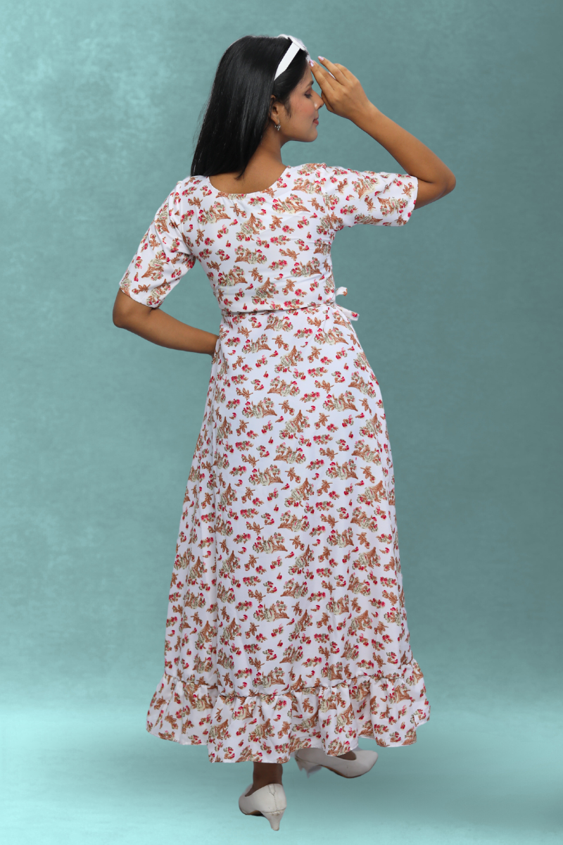 Avaraniya Printed Long Maxi Dress for Women – Light Crepe | Stylish Casual Wear N Square