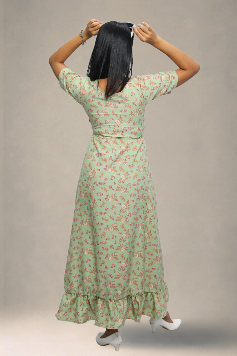 Avaraniya Printed Long Maxi Dress for Women – Light Crepe | Stylish Casual Wear N Square