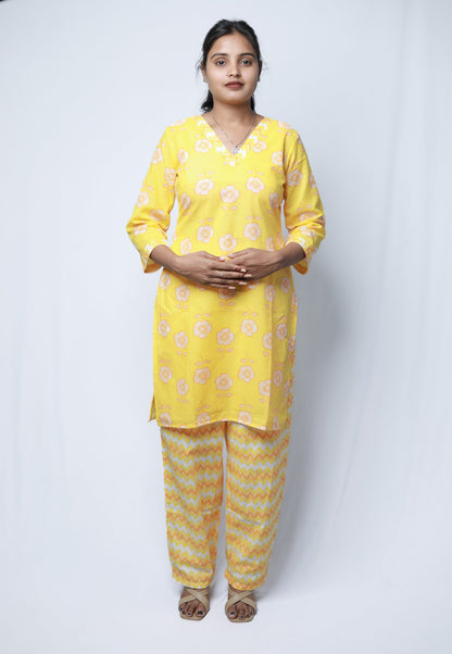 Yellow women kurta pant set N Square