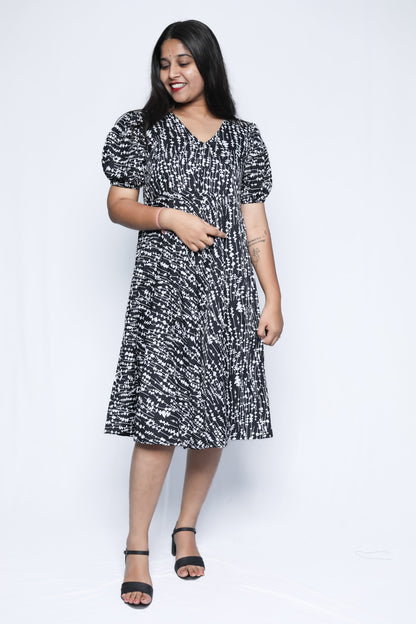 American Crepe A-Line Midi Dress N Square