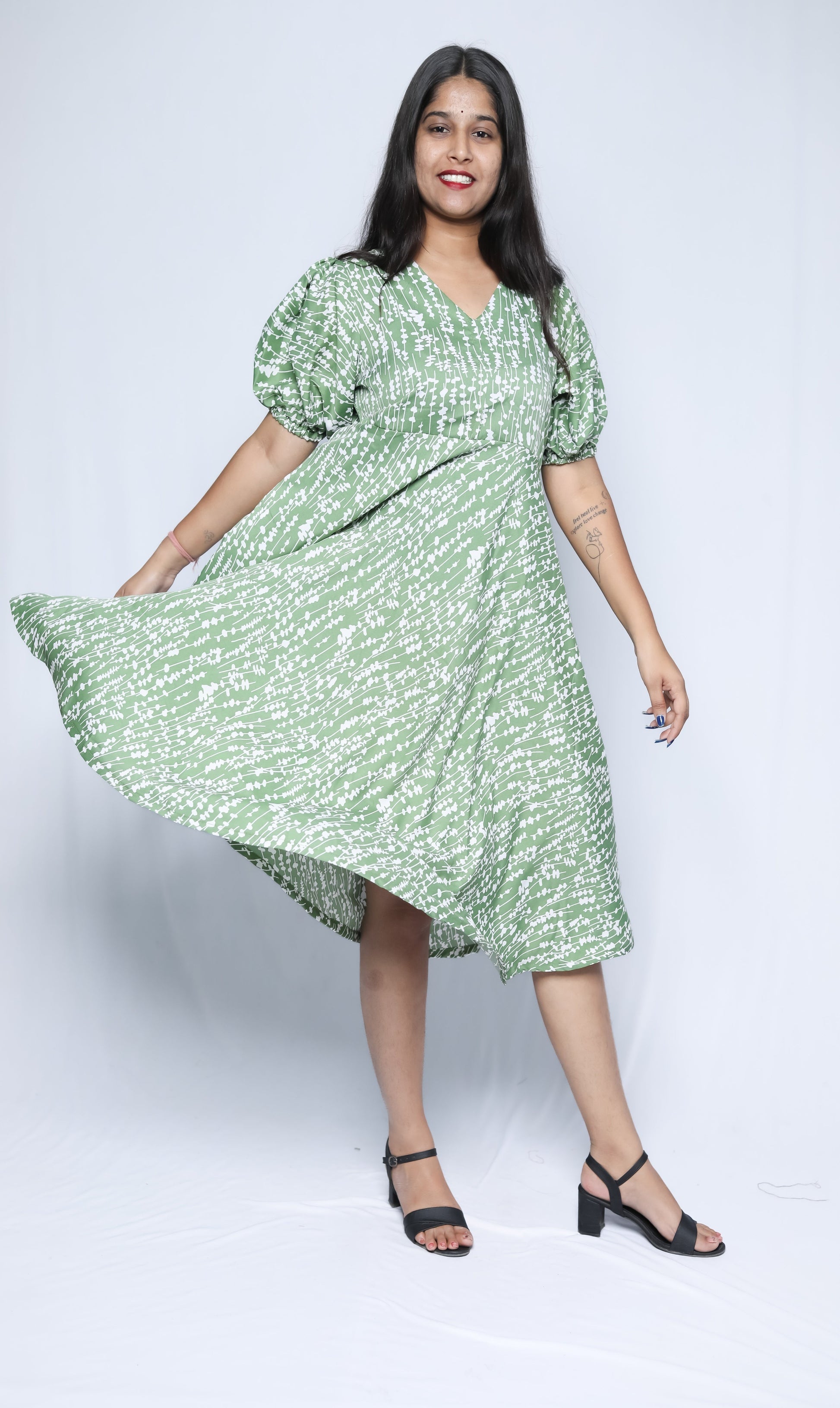 American Crepe A-Line Midi Dress N Square