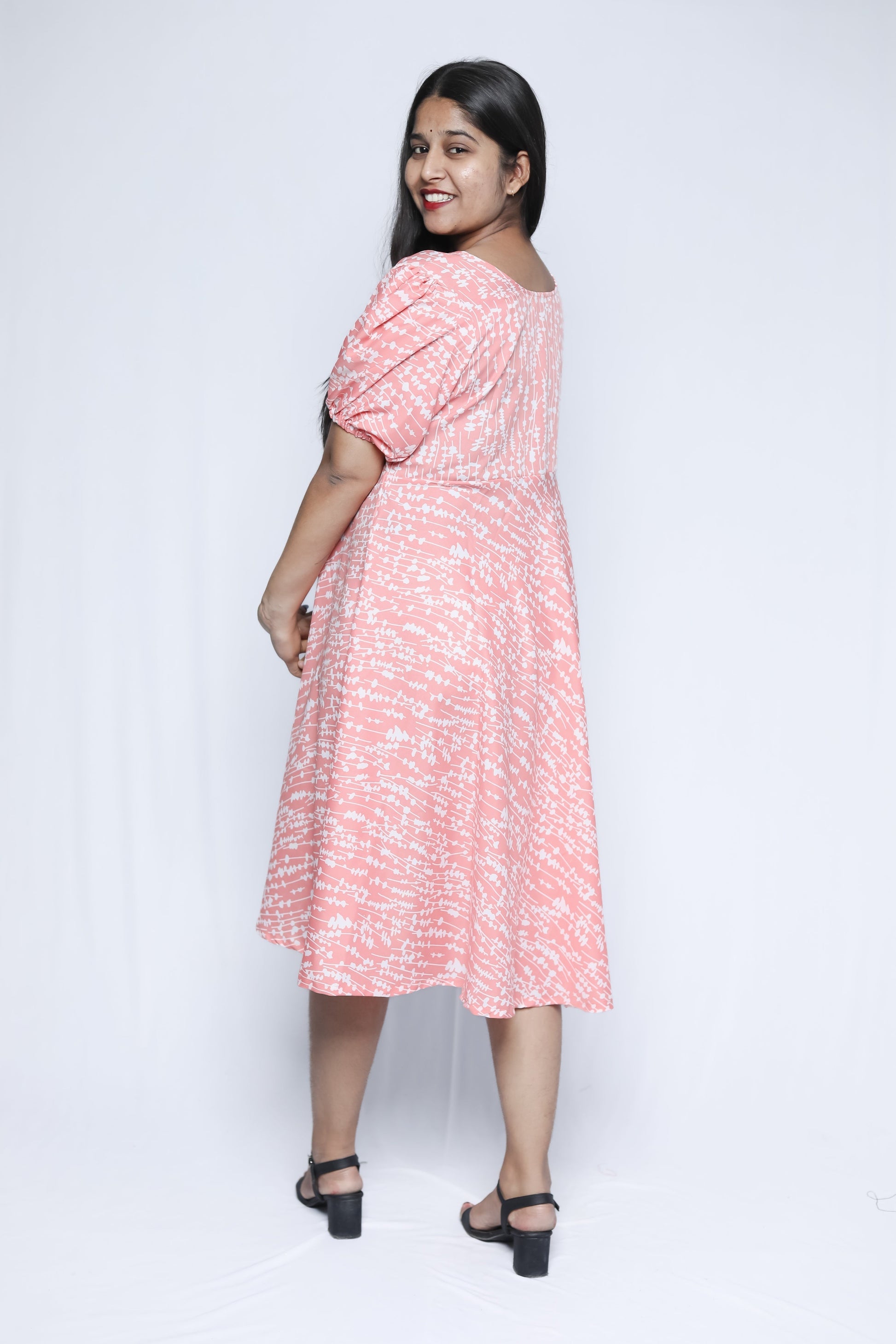 American Crepe A-Line Midi Dress N Square