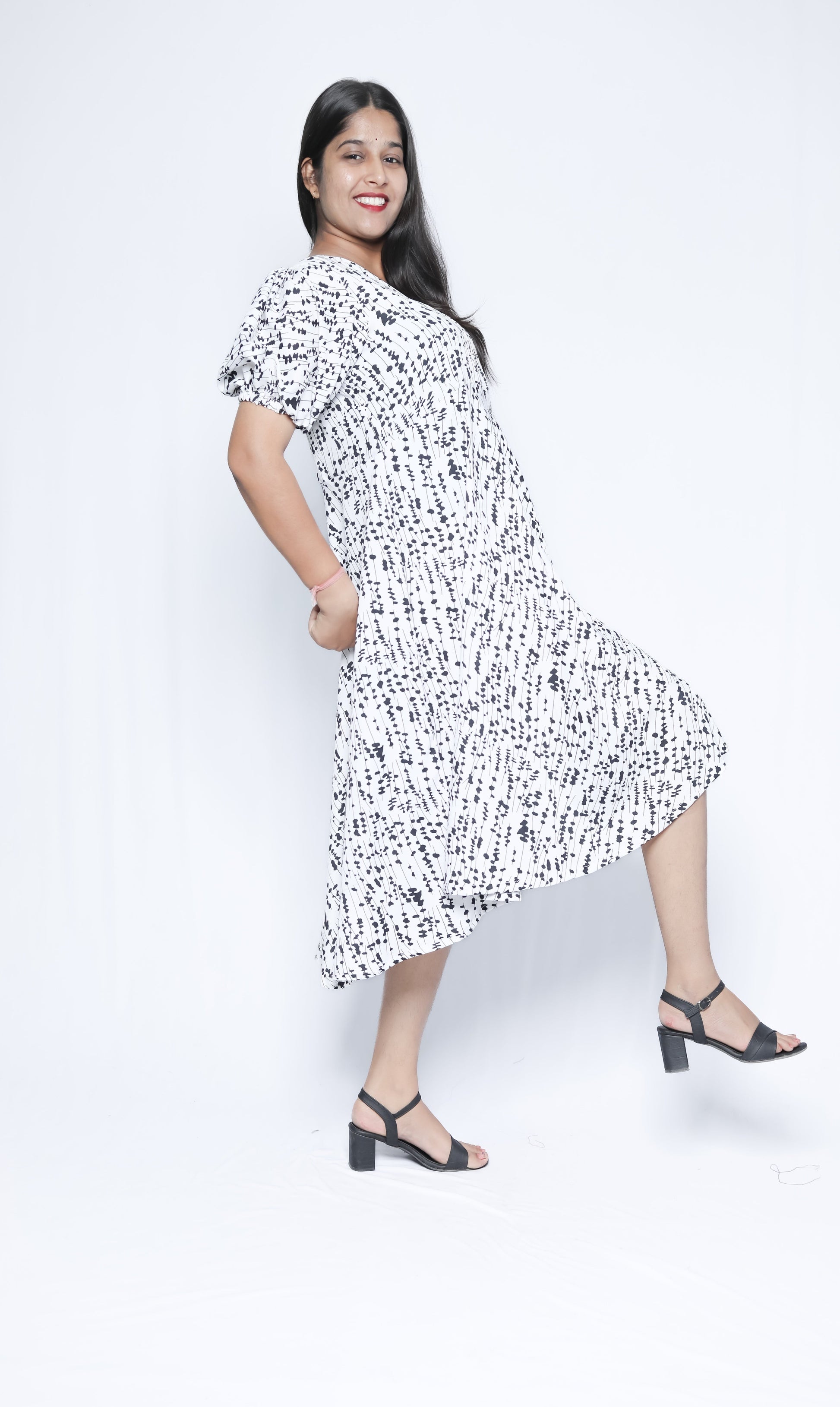 American Crepe A-Line Midi Dress N Square