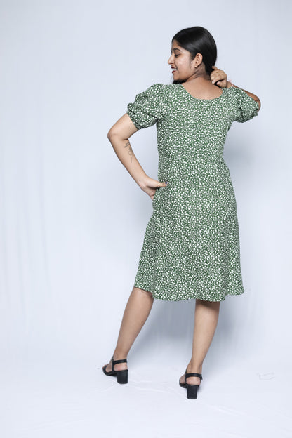 American Crepe A-Line Midi Dress N Square