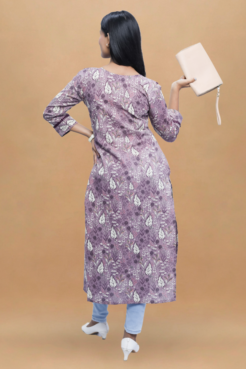 French Purple Cotton Long Kurta – Avaraniya N Square